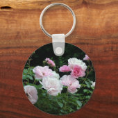 pretty pink and white rose flower bushes. Floral, Sleutelhanger (Voorkant)