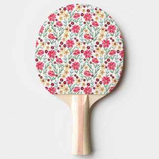 Pretty Pink and Yellow Vintage Floral Pattern Tafeltennisbatje