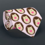 Pretty Pink Baby Girl Hedgehog Patterned Stropdas<br><div class="desc">This awesome patterned tie features a digital art image of a cute brown spiky baby girl hedgehog with pink eyelids holding a pretty pink heart. A great design for celebrating a baby girl. A lovely gift for a Dad to be to reveal the gender of the baby to the Dad...</div>