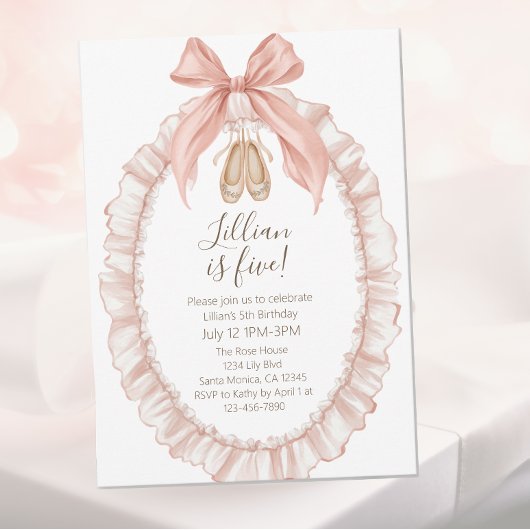 Pretty Pink Ballet Girls Fifth Birthday  Kaart