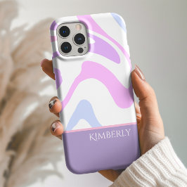 Pretty Pink Blue Purple Abstract Personalized iPhone 16 Hoesje