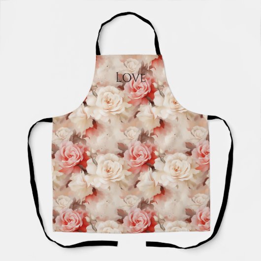 Pretty Pink Blush Cream Rose Bloem Schort (Voorkant)