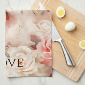 Pretty Pink Blush Cream Rose Bloem Theedoek (Quarter Fold)