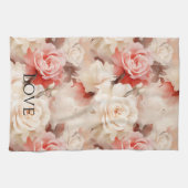 Pretty Pink Blush Cream Rose Bloem Theedoek (Horizontaal)