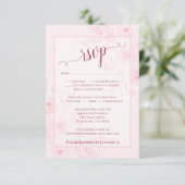 Pretty Pink Boho Chic Watercolor Peonies Wedding RSVP Kaartje (Staand voorkant)