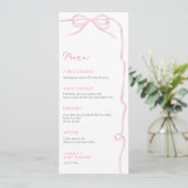 Pretty Pink Bow Baby Girl Shower Party Menu (Staand voorkant)