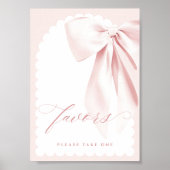 Pretty Pink Bow Baby Shower Favors Table Sign Poster (Voorkant)