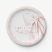 Pretty Pink Bow Baby Shower Paper Plates Papieren Bordje (Voorkant)