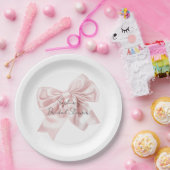 Pretty Pink Bow Bridal Shower Papieren Bordje (Feest)