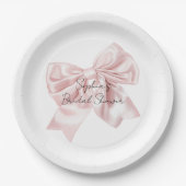Pretty Pink Bow Bridal Shower Papieren Bordje (Voorkant)