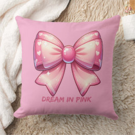 Pretty Pink Bow-Dream in Pink Throw Pillow Kussen