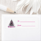 Pretty Pink Bow Ornament Christmas Etiket (Insitu)