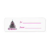 Pretty Pink Bow Ornament Christmas Etiket (Voorkant)