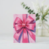 Pretty Pink Bow Ribbon Watercolor Card (Staand voorkant)