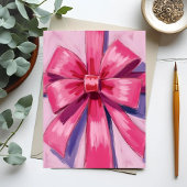 Pretty Pink Bow Ribbon Watercolor Card