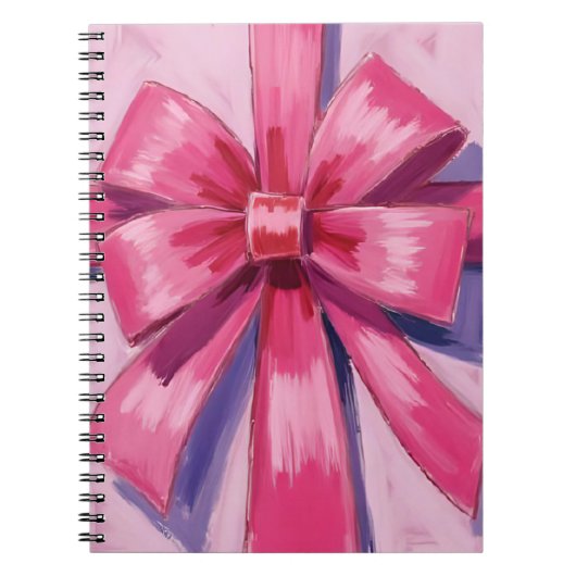 Pretty Pink Bow Ribbon Watercolor Notitieboek (Voorkant)