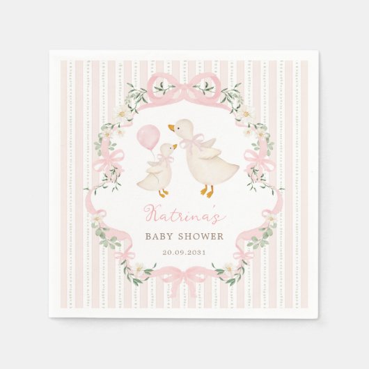 Pretty Pink Bow Silly Goose Girl Baby Shower Servet (Voorkant)