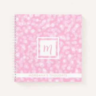 Pretty Pink Bubbles Monogram Square Notitieboek