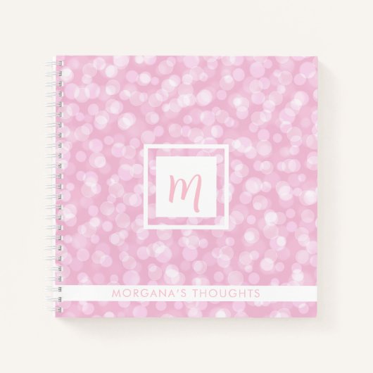 Pretty Pink Bubbles Monogram Square Notitieboek (Voorkant)