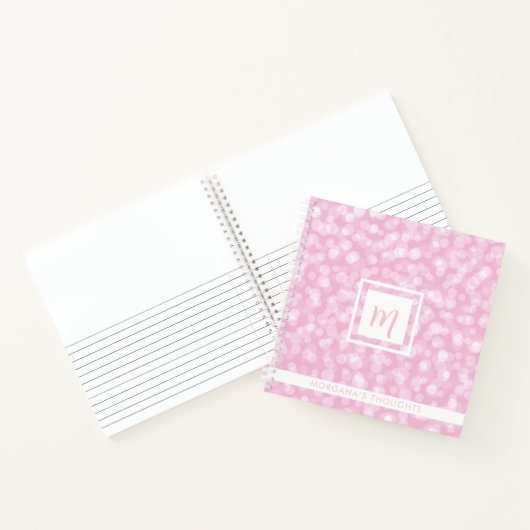 Pretty Pink Bubbles Monogram Square Notitieboek (Binnen)