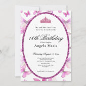 Pretty Pink Butterflies 18th Birthday Debut  Kaart (Voorkant)