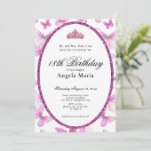 Pretty Pink Butterflies 18th Birthday Debut  Kaart (Staand voorkant)