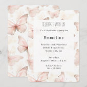 Pretty Pink Butterflies Birthday   Kaart (Voorkant / Achterkant)