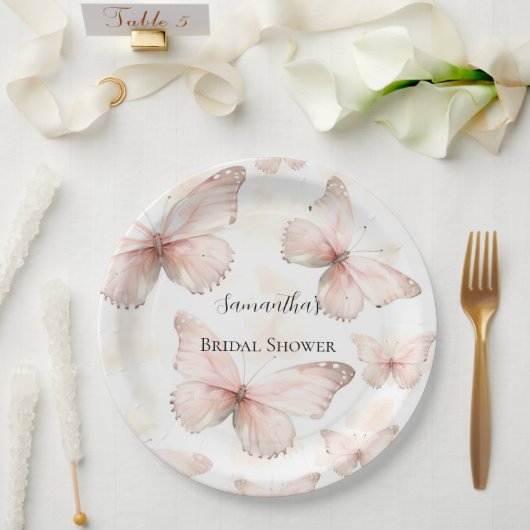 Pretty Pink Butterflies Bridal Shower Papieren Bordje (Huwelijk)