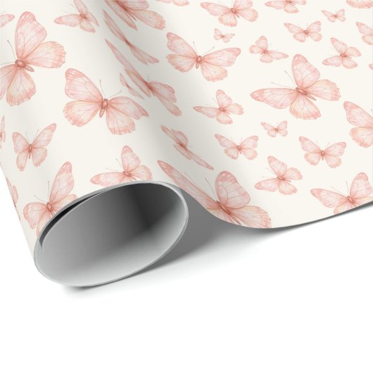 Pretty pink butterflies cadeaupapier (Rol Hoek)