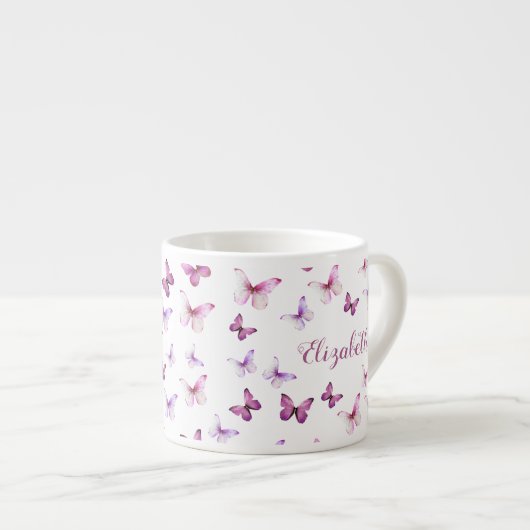 Pretty Pink Butterflies Custom Name Espresso Kop (Voorkant rechts)