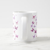 Pretty Pink Butterflies Custom Name Grote Koffiekop (Achterkant)