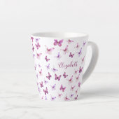 Pretty Pink Butterflies Custom Name Latte Mok (Rechterhoek)