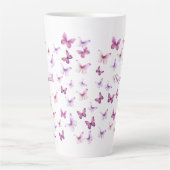 Pretty Pink Butterflies Custom Name Latte Mok (Voorkant)
