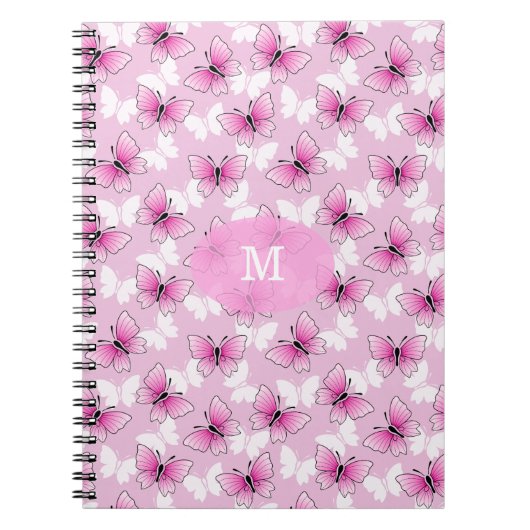 Pretty Pink Butterfly Kawaii Spiral Notebook Notitieboek (Voorkant)