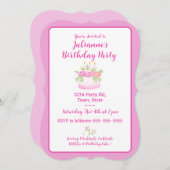 Pretty Pink Cake Birthday Party Invitation Kaart (Voorkant / Achterkant)