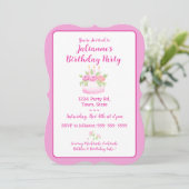 Pretty Pink Cake Birthday Party Invitation Kaart (Staand voorkant)
