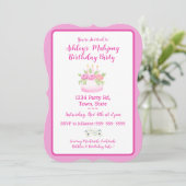 Pretty Pink Cake Mahjong Birthday Party Invitation Kaart (Staand voorkant)