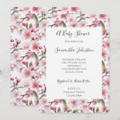 Pretty Pink Cherry Blossom Floral Baby Shower Kaart (Voorkant / Achterkant)