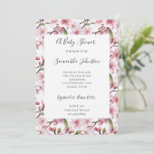 Pretty Pink Cherry Blossom Floral Baby Shower Kaart (Staand voorkant)