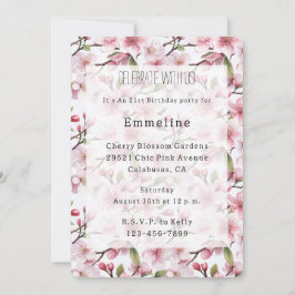 Pretty Pink Cherry Blossom Floral Birthday Kaart