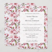 Pretty Pink Cherry Blossom Floral Wedding Kaart (Voorkant / Achterkant)