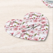Pretty Pink Cherry Blossom Flowers Bridal Shower Kartonnen Onderzetters (Gekanteld)