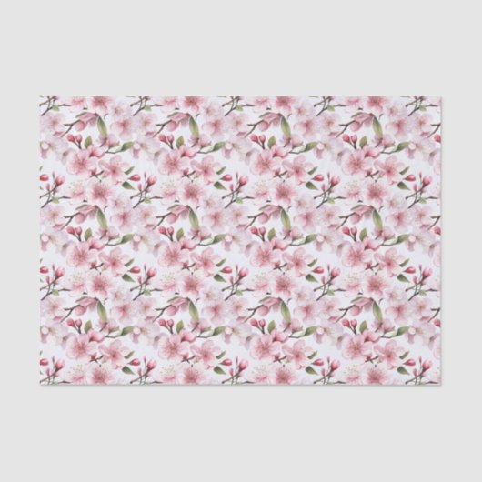 Pretty Pink Cherry Blossom Flowers Bridal Shower Tissuepapier (Voorkant)