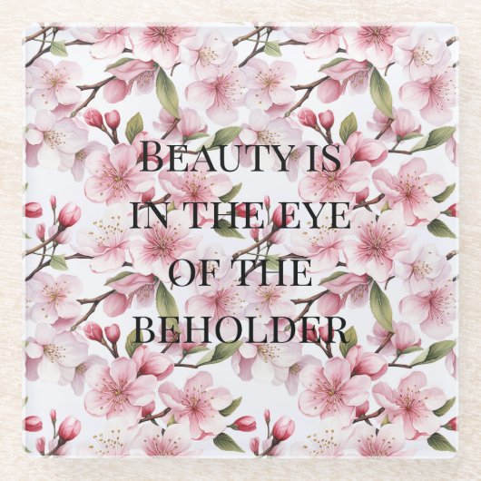 Pretty Pink Cherry Blossom Flowers Glazen Onderzetter (Voorkant)