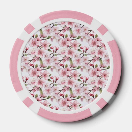 Pretty Pink Cherry Blossom Flowers Poker Chips (Achterkant)