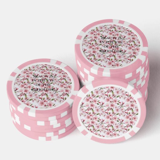 Pretty Pink Cherry Blossom Flowers Poker Chips (Opstapeling)