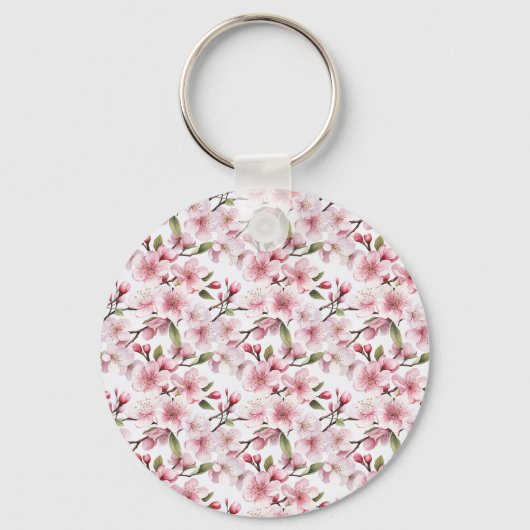 Pretty Pink Cherry Blossom Flowers Sleutelhanger (Achterkant)