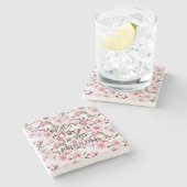 Pretty Pink Cherry Blossom Flowers Stenen Onderzetter (Zijkant)