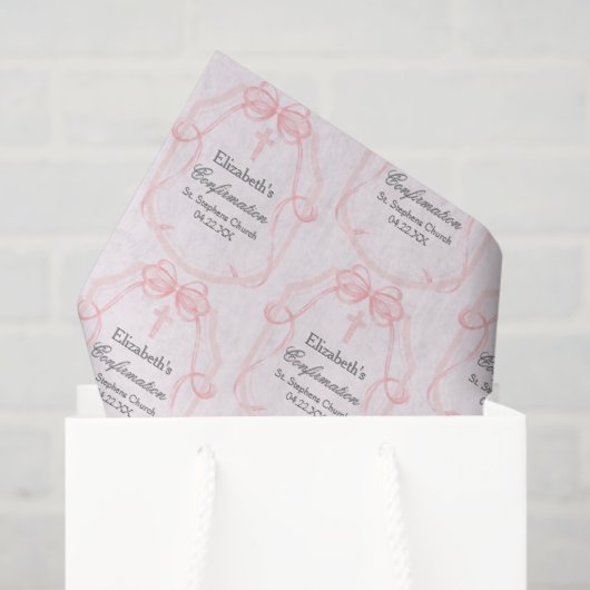 Pretty Pink Confirmation Party Personalized Tissuepapier (Cadeauzakje)