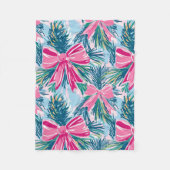 Pretty Pink Coquette Bow And Tree Sprig Pattern Fleece Deken (Voorkant)